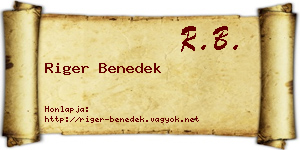 Riger Benedek névjegykártya
